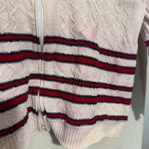 ST. JOHN SPORT Ivory Wool Blend Full Zip Jacket Cardigan womens sz L ** FLAWED - Picture 3 of 8
